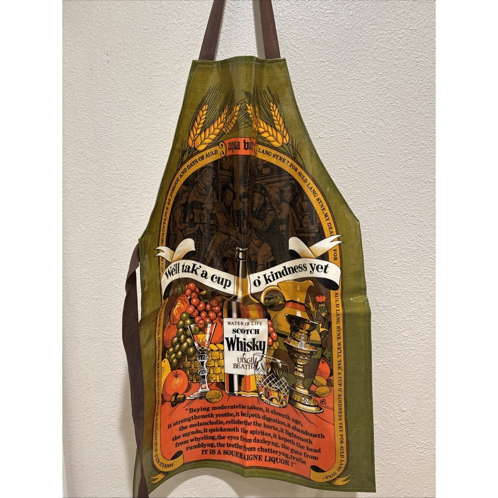 Vintage Water Of Life‎ Scotch Whisky Bar Pub Apron Coated Cotton Britain England